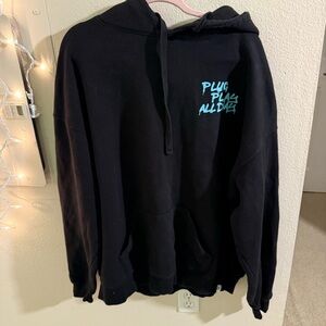 Plug Play All Day Black Hoodie Sweatshirt Men’s XL Streetwear Graphic Pullover